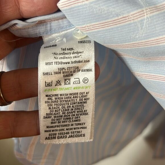 TED BAKER Archive Men's Button‎ Front Shirt Paisley Patter Blue Size 16.5 Neck - Picture 10 of 14